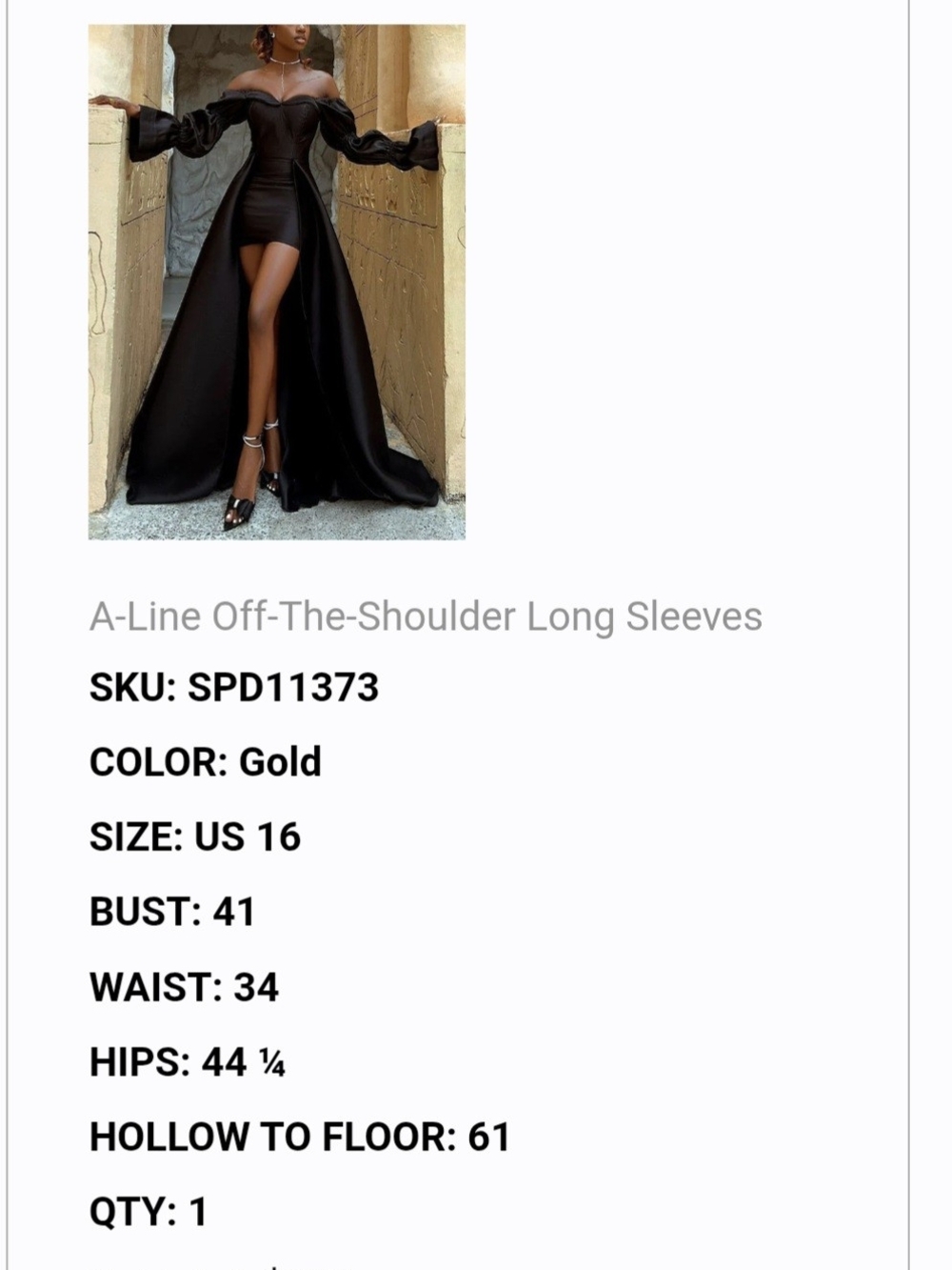 Black Off-the-Shoulder A-Line Evening Gown with Dramatic Train